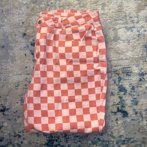 Shein pink checkered jeans
